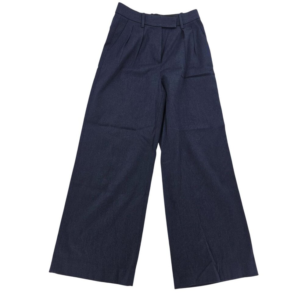 Banana Republic Womens Navy Wide-Leg Pleated Trousers, Size 4 Polyester/Viscose